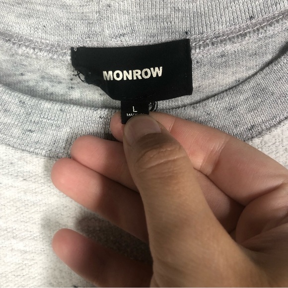 Monrow Reverse Contrast Rib Gray Raglan Sweatshirt - Picture 4 of 9